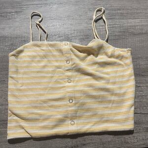 Me to We Striped Yellow and White Crop Top Size Medium